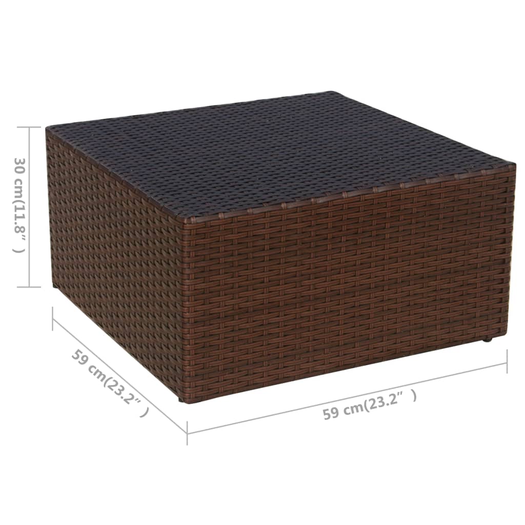 Gartensessel mit Fusshocker Poly Rattan Braun